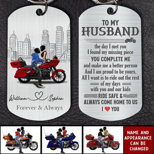Personalized Biker Husband Keychain- Gift Idea For Husband