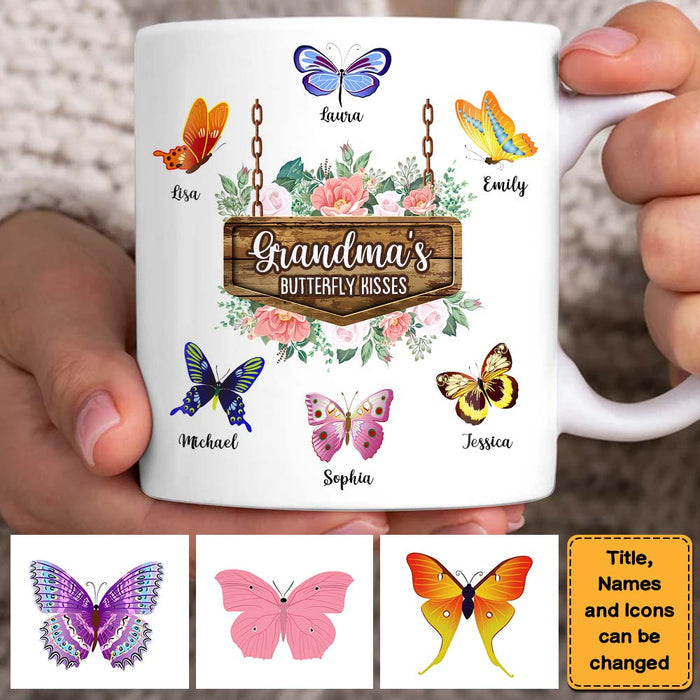 Grandma's Butterfly Kisses Personalized Mug