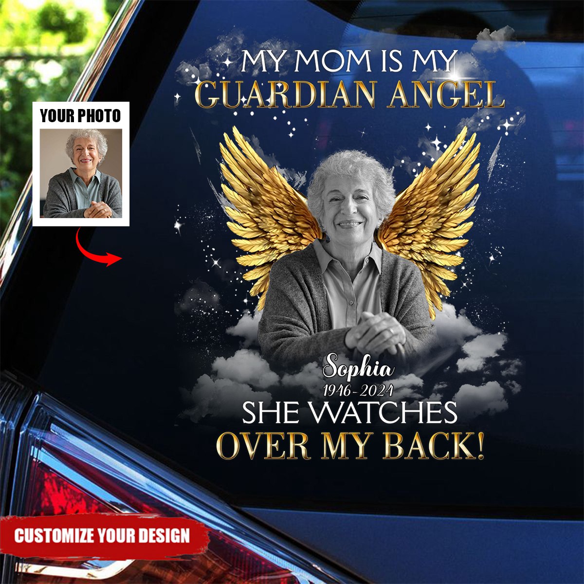 Personalized Memorial Mom/ Dad Sticker/Decal - Memorial Gift Idea For Family Member - My Mom Is My Guardian Angel