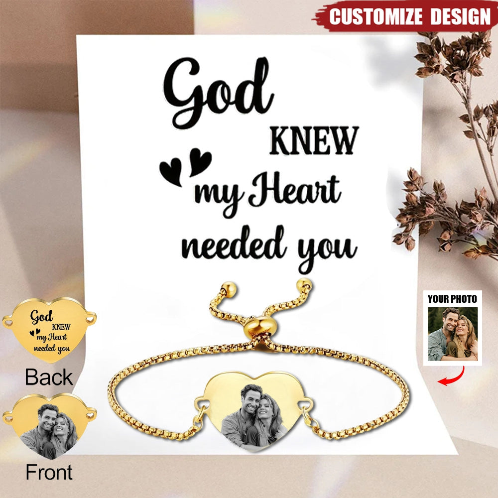 God Knew My Heart Needed You - Couple Heart Stainless Steel Personalized Bracelet