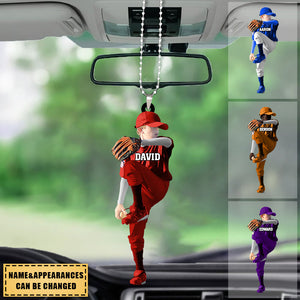 Custom Personalized Baseball Boy Throwing The Ball Car Hanging Ornament, Gift for Baseball Lovers