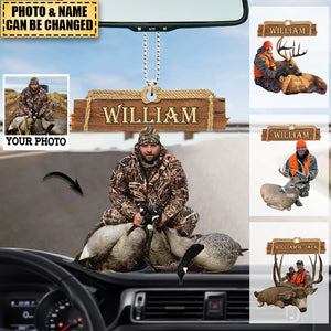 Personalized Photo Hunting Car Hanging Ornament - Gift For Hunter