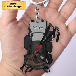 Hiking Bag - Personalized Acrylic Keychain - Gift For Hiking Lover