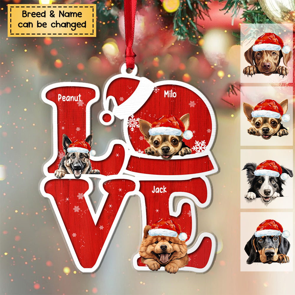 Love Dogs - Christmas Gift For Dog Lovers - Personalized Acrylic Ornament