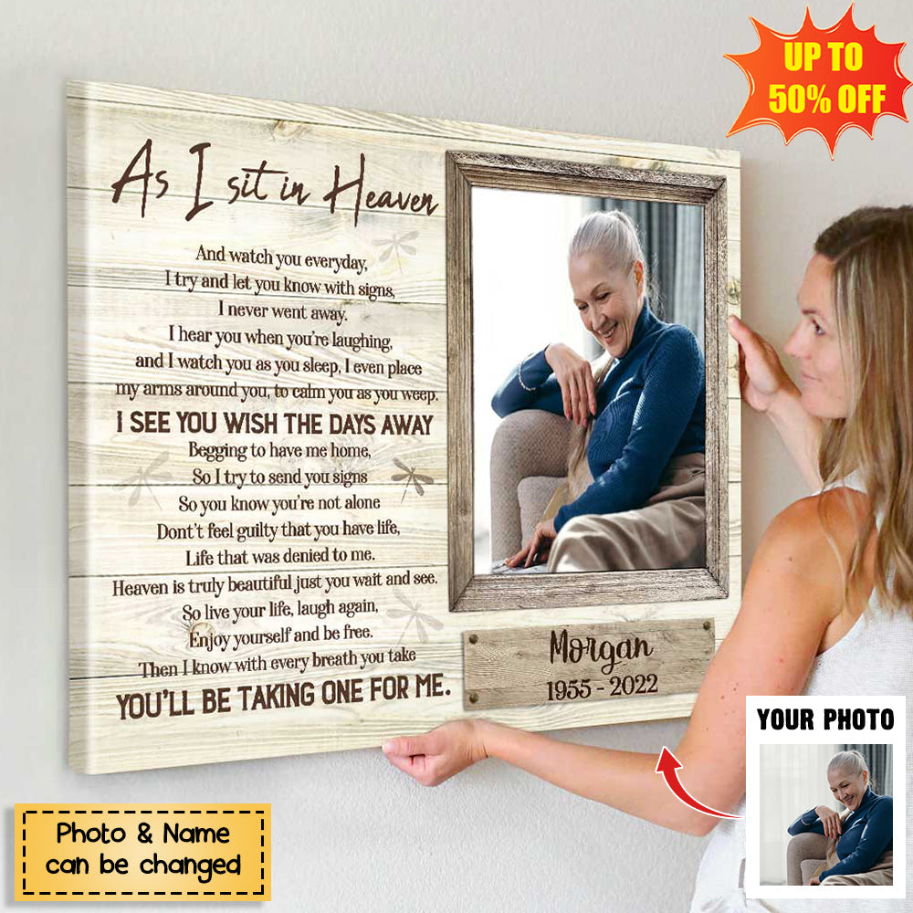 As I Sit in Heaven - Personalized Memorial Poster, In Memory of Loved One Gift