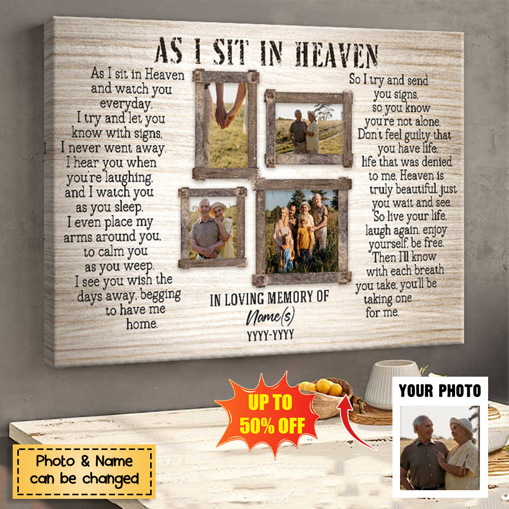 As I Sit in Heaven - Custom Photo - In Memory Gift For Loss - Personalized Memorial Poster