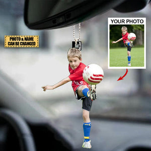 Personalized Acrylic Car Hanging Ornament - Gift For Soccer Lovers- Custom Your Photo