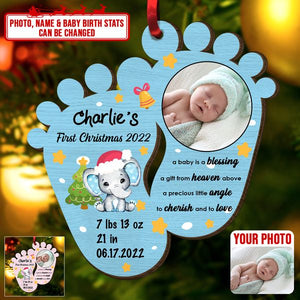 Baby Blessing Keepsake Newborn First Christmas, Personalized Wood Ornament, Christmas Gift