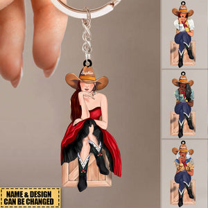 Personalized Cowgirl Keychain - Boots Class And A Little Sass