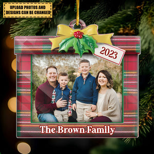Custom Photo Family Is Where Love Never Ends - Family Personalized Custom Ornament - Acrylic Custom Shaped - Christmas Gift For Family Members
