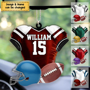 Football Player Uniform Personalized Acrylic Christmas/Car Ornament - Gift For Football Lovers