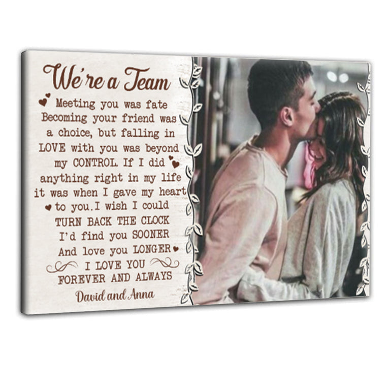 We're a team custom photo Canvas gift for couple