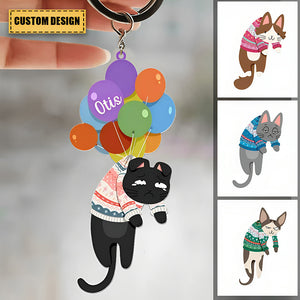 Hanging Cat - New Version - Personalized Cat Acrylic Keychain