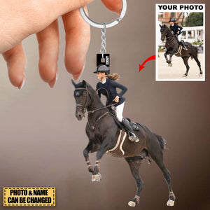 Personalized Keychain - Gift For Horse Lover, Horse Mom, Horse Dad - Custom Your Photo Acrylic Keychain