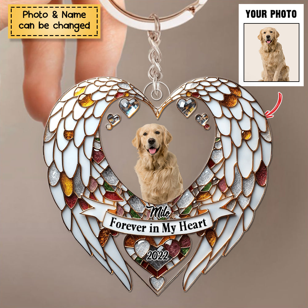 Angel Wings Upload Photo Memorial Personalized Acrylic Keychain