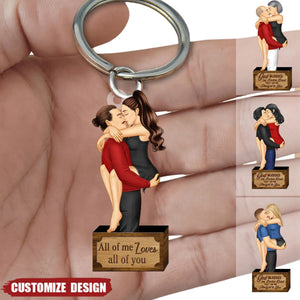 God Blessed - Romantic Personalized Couple Kissing Hugging Keychain - Gift For Couple