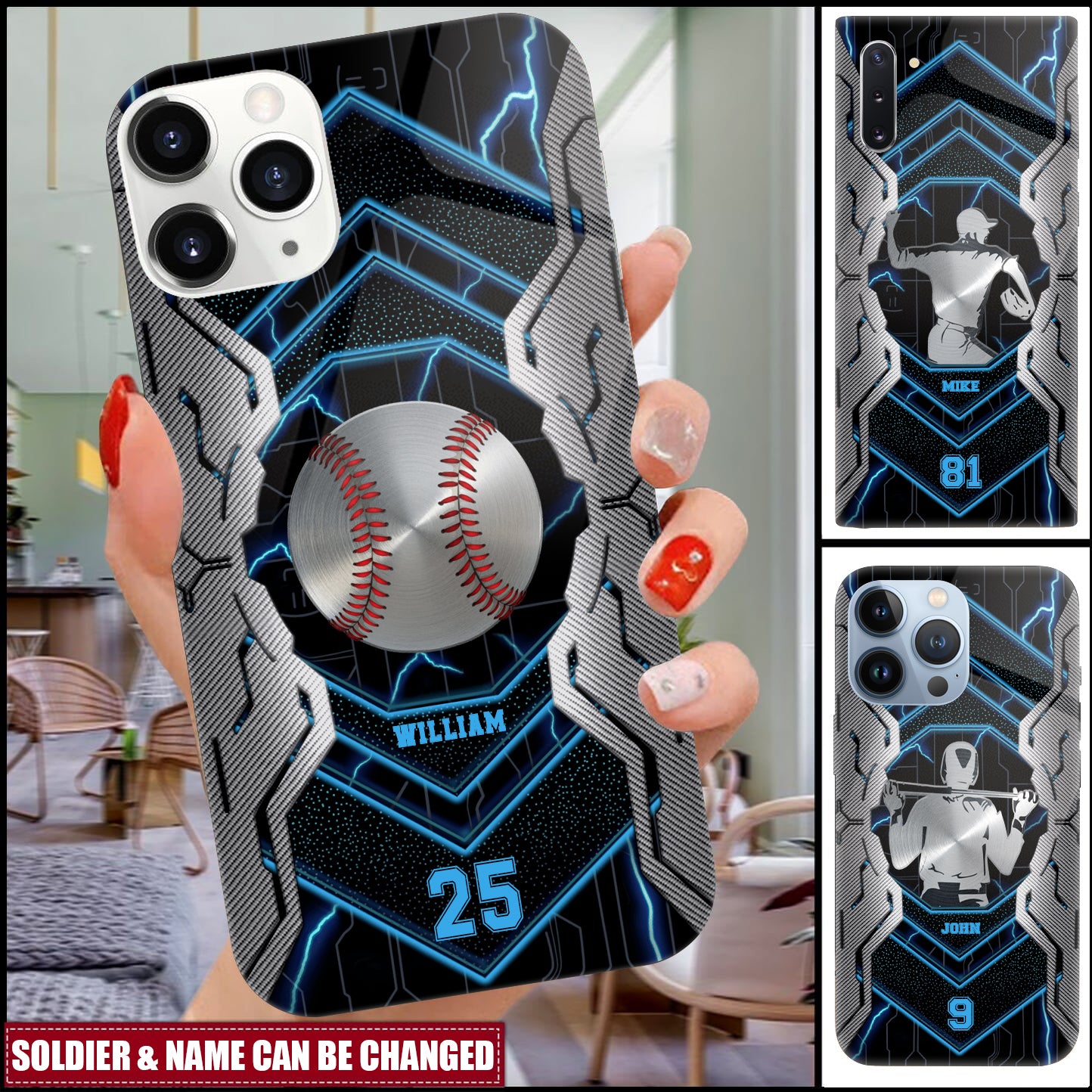 Electric Gate Baseball Personalized Glass Phone Case Gift For Baseball Lover