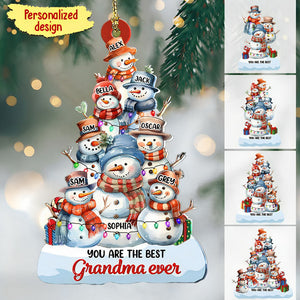 Snowman Grandma Personalized Acrylic Ornament, Christmas Gift For Grandma/Mama