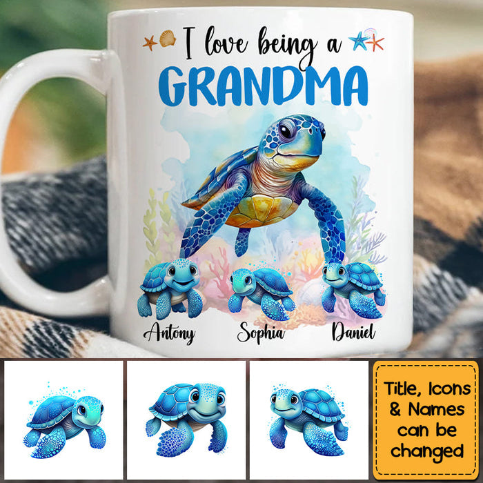 Gift For Grandma I Love Being A Grandma Sea Turtle Ocean Mug