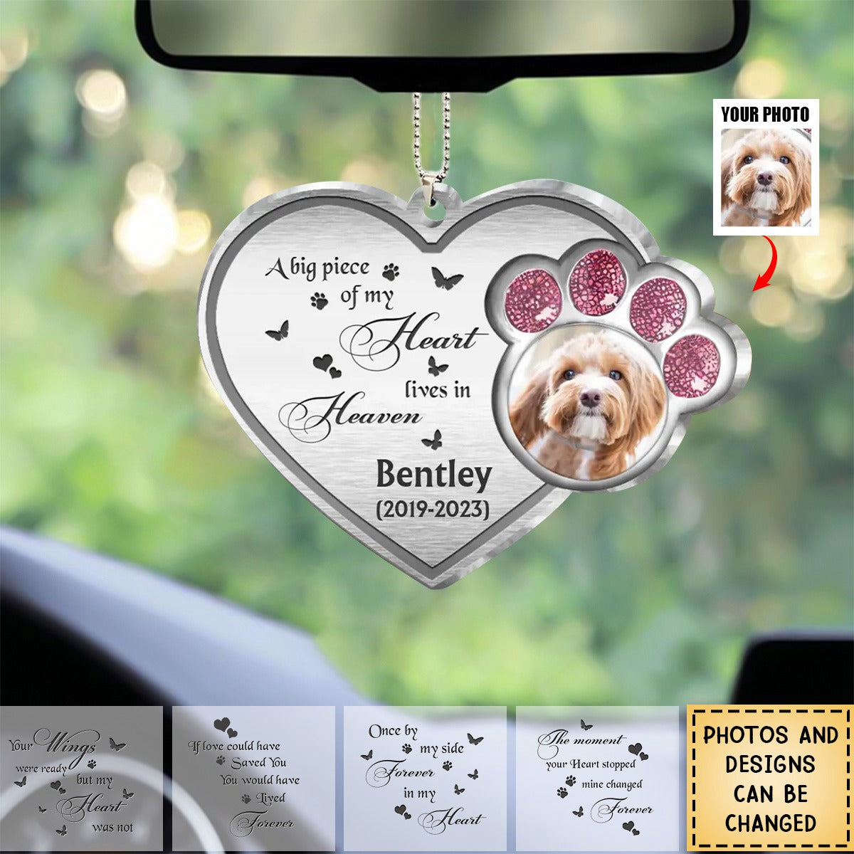 Personalized Car Hanging Ornament-Memorial Gift Idea For Pet Lover - A Big Piece Of My Heart Lives In Heaven