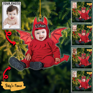 Custom Baby Cute Photo With Name for Christmas Ornament