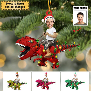 Personalized Cute Kid Rides The Dinosaurus Christmas/car Light Ornament/keychain