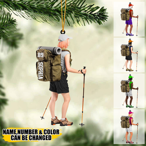 Personalized Hiking/Climbing/Camping Girl Acrylic Christmas Ornament-Gift For Hiking Lovers