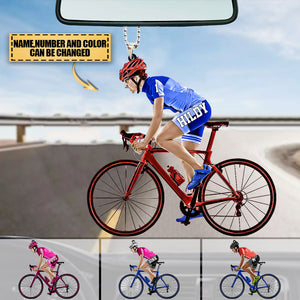 Personalized Female Cyclist / Bicyclist/mountain Bike Riding Acrylic Car Hanging Ornament-gift For Cyclists/bike Riding Lovers