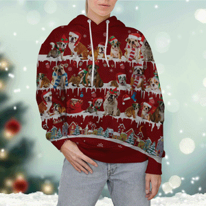 English Bulldog - Snow Christmas - 3D Hoodie