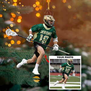 Personalized Lacrosse Player Upload Photo Christmas Ornament