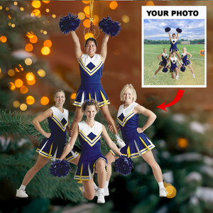 Personalized Cheerleading Friends Upload Photo Christmas Ornament