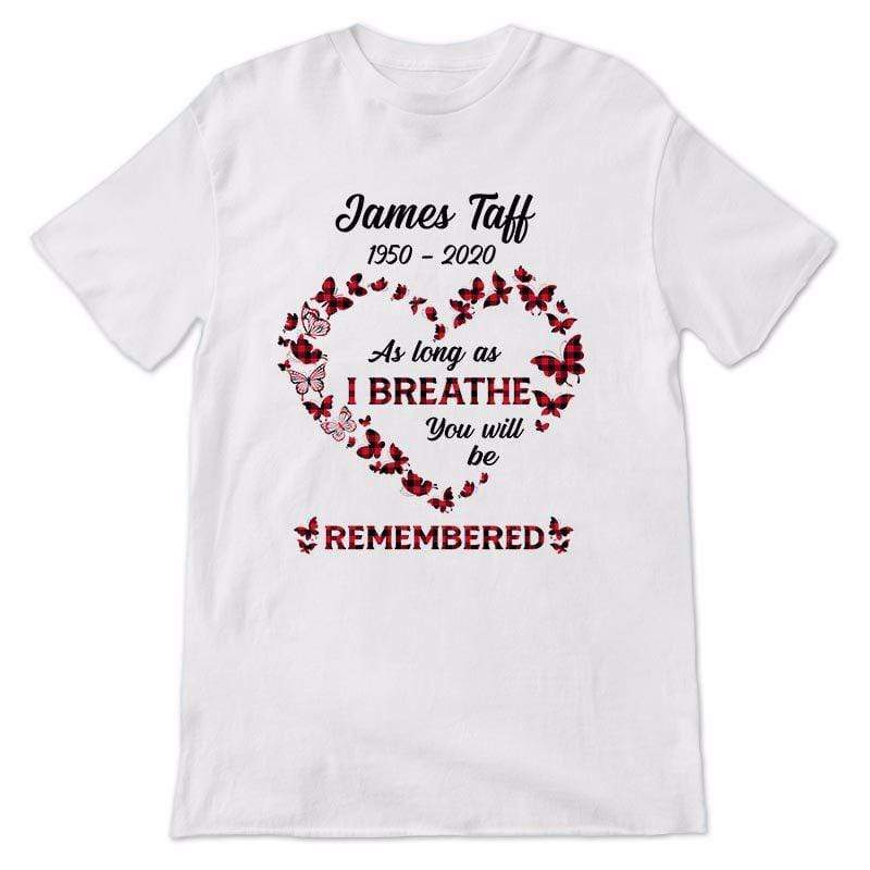 Red Plaid Butterflies Heart Memorial Personalized Shirt