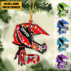 Personalized Dirt Bike Set Full Face Christmas Light Ornament