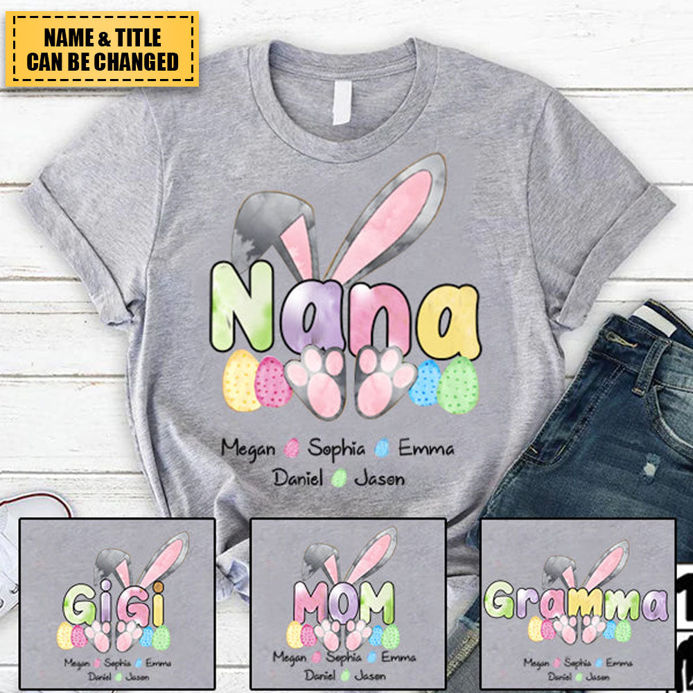 Grandma Bunny With Grandkids, Easter Day, Eggs Bunny Th T-shirt
