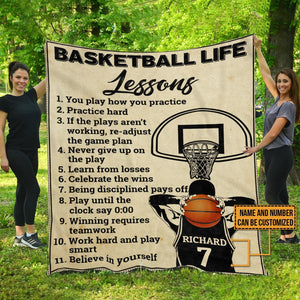 Basketball Lesson Blanket - Personalized Work Hard