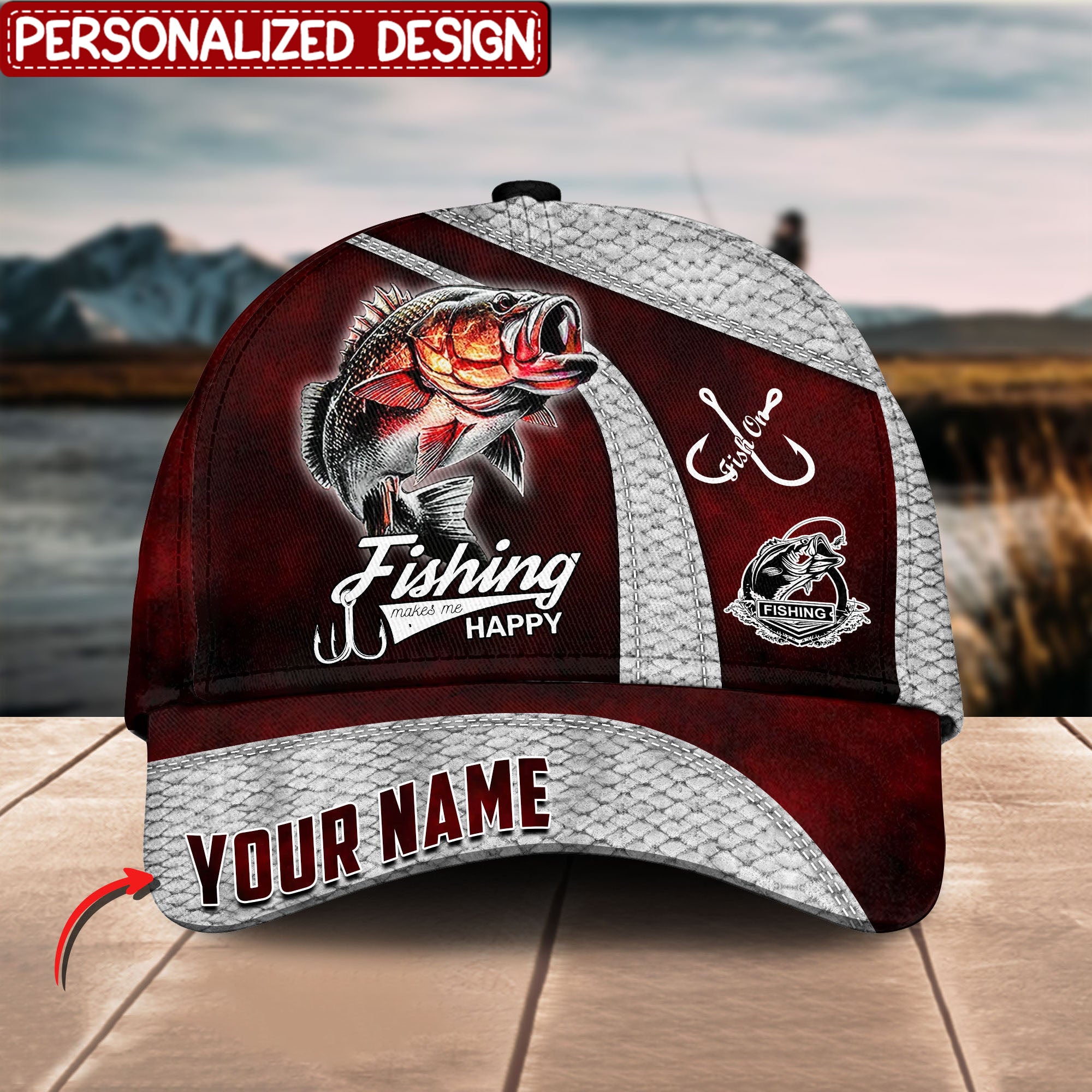 Love Fishing Personalized Classic Red Cap