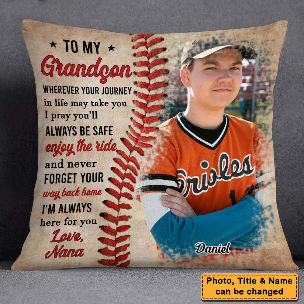 Baseball Gift For Grandson To My Grandson Pillow