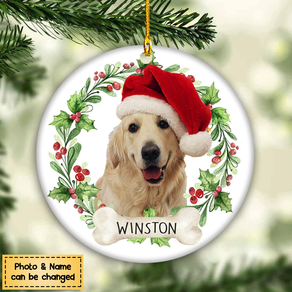 Custom Photo Dog Ceramic Ornament For Christmas