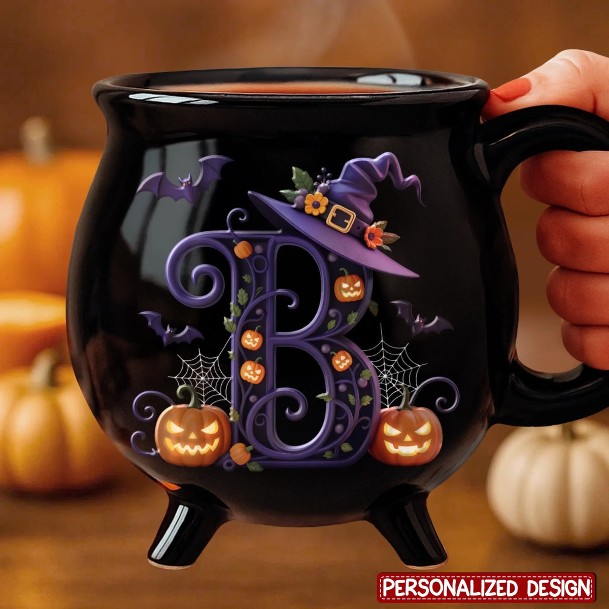 Custom 12oz Ceramic Cauldron Coffee Mug - Personalized Halloween Witchy Gifts For Besties, Sisters, BFF, Family, Yourself - Brew And Boo
