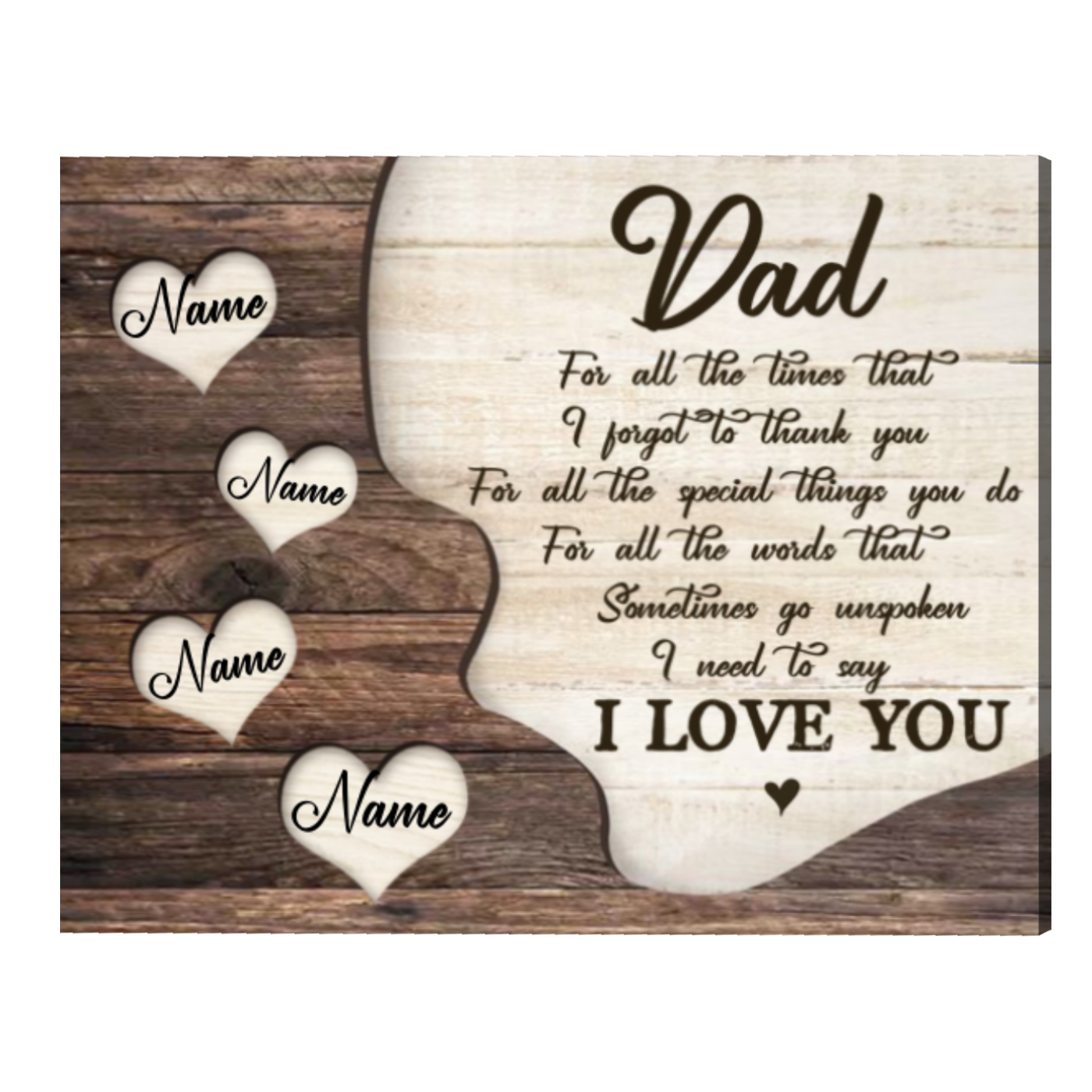 Thank You Dad Gift with Kids Names, Fathers Day Personalized Gift for Dad From Daughter, Fathers Day Canvas Poster, I Need To Say I Love You Dad