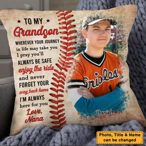 Baseball Gift For Grandson To My Grandson Pillow