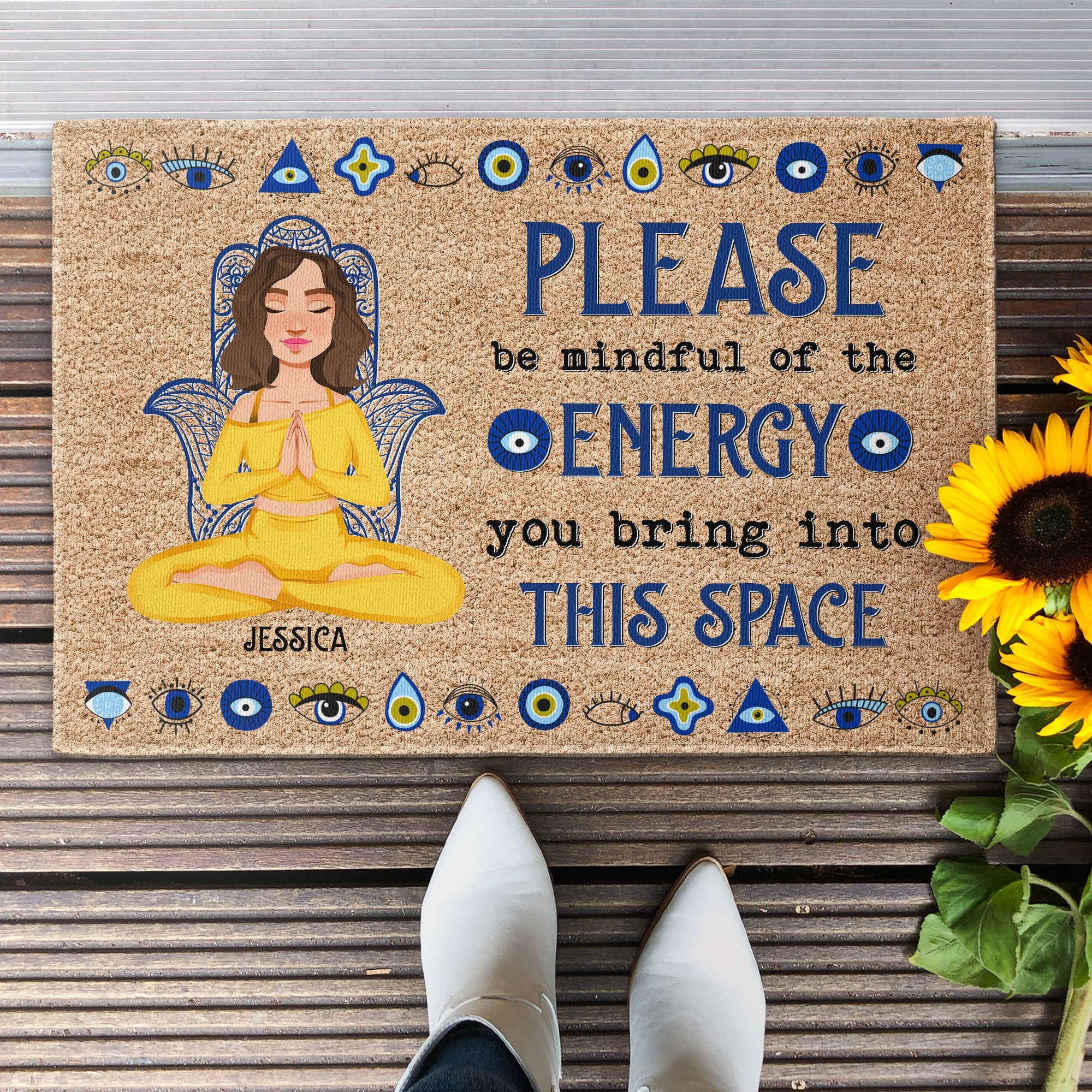 Please Be Mindful Of The Energy You Bring Into This Space - Personalized Doormat