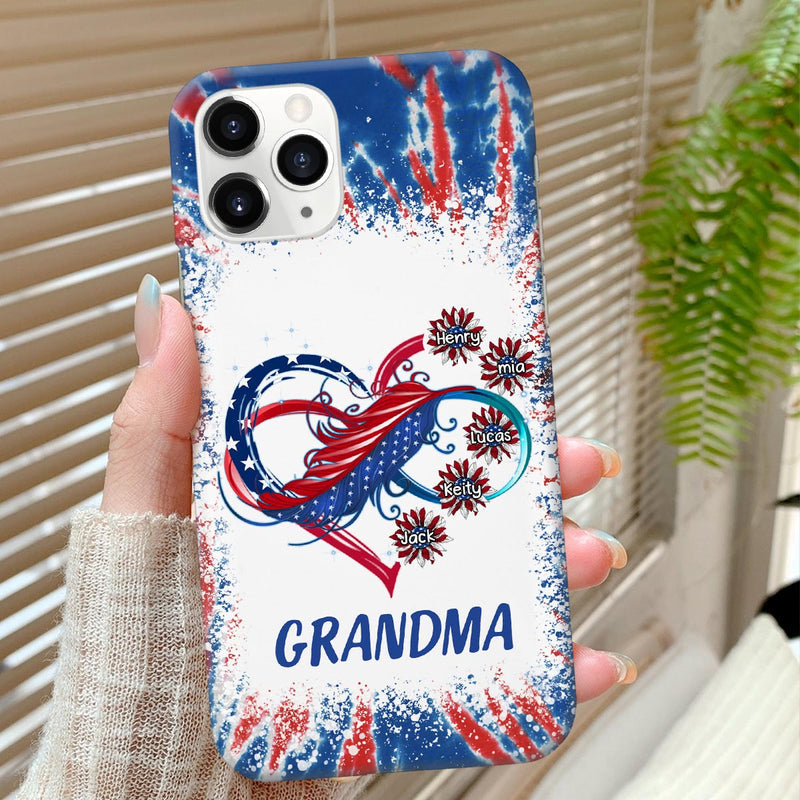 American Heart Infinite Love Custom Nickname Family Name July 4th Independence Day Personalized Phone Case