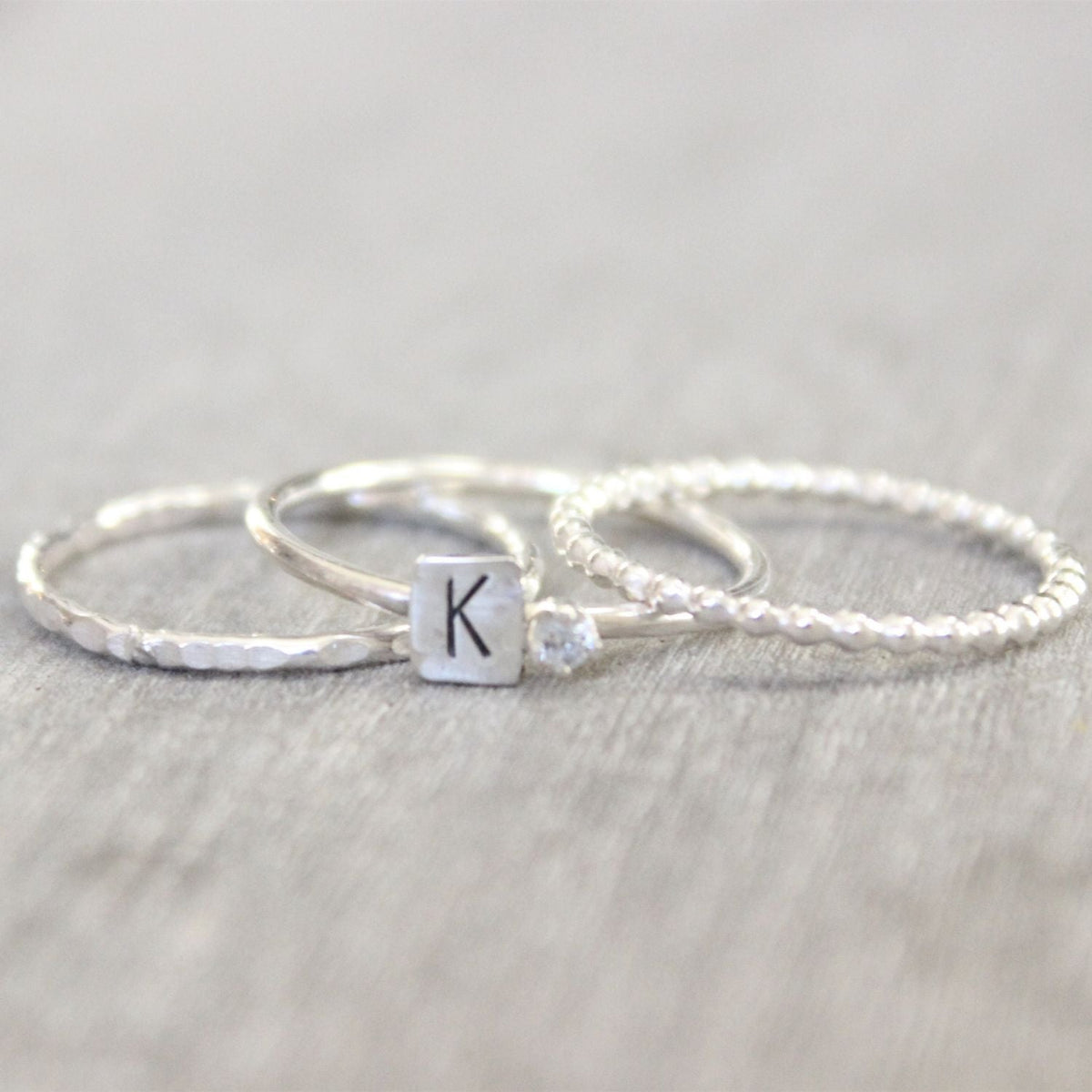 Personalized Birthstone Ring with Initials Ring