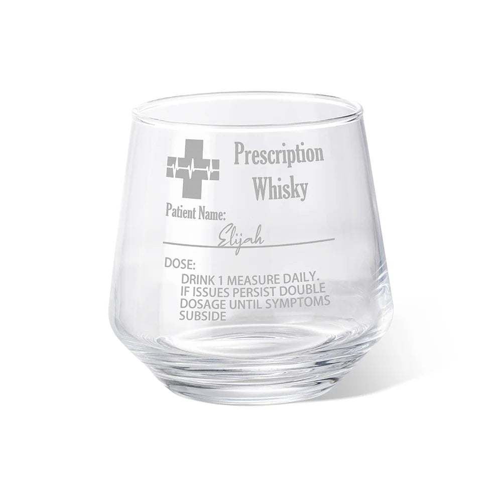 Personalized Funny Prescription Whisky Bourbon Whiskey Glasses with Laser Engraved Name Gift for Grandpa Dad