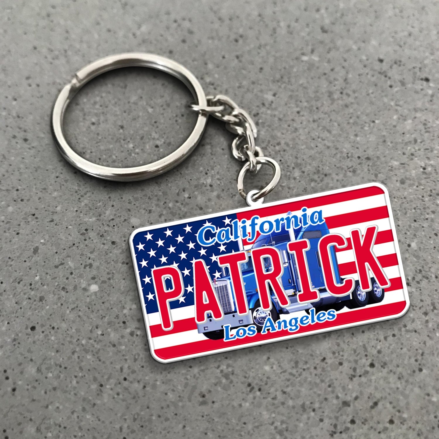 Trucker License Plate Personalized Acrylic Keychain