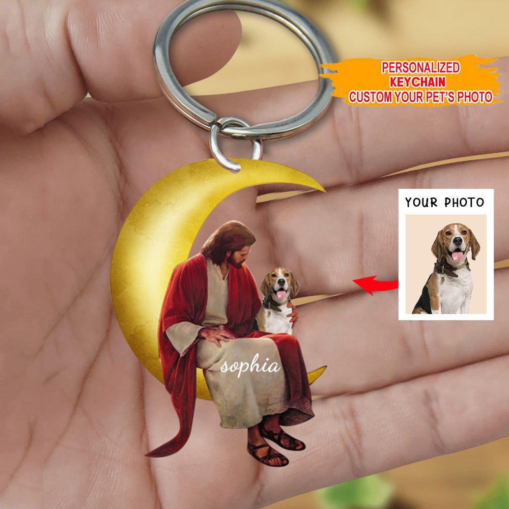 Jesus Keychain Custom Photo And Name,Personalized Acrylic Keychain