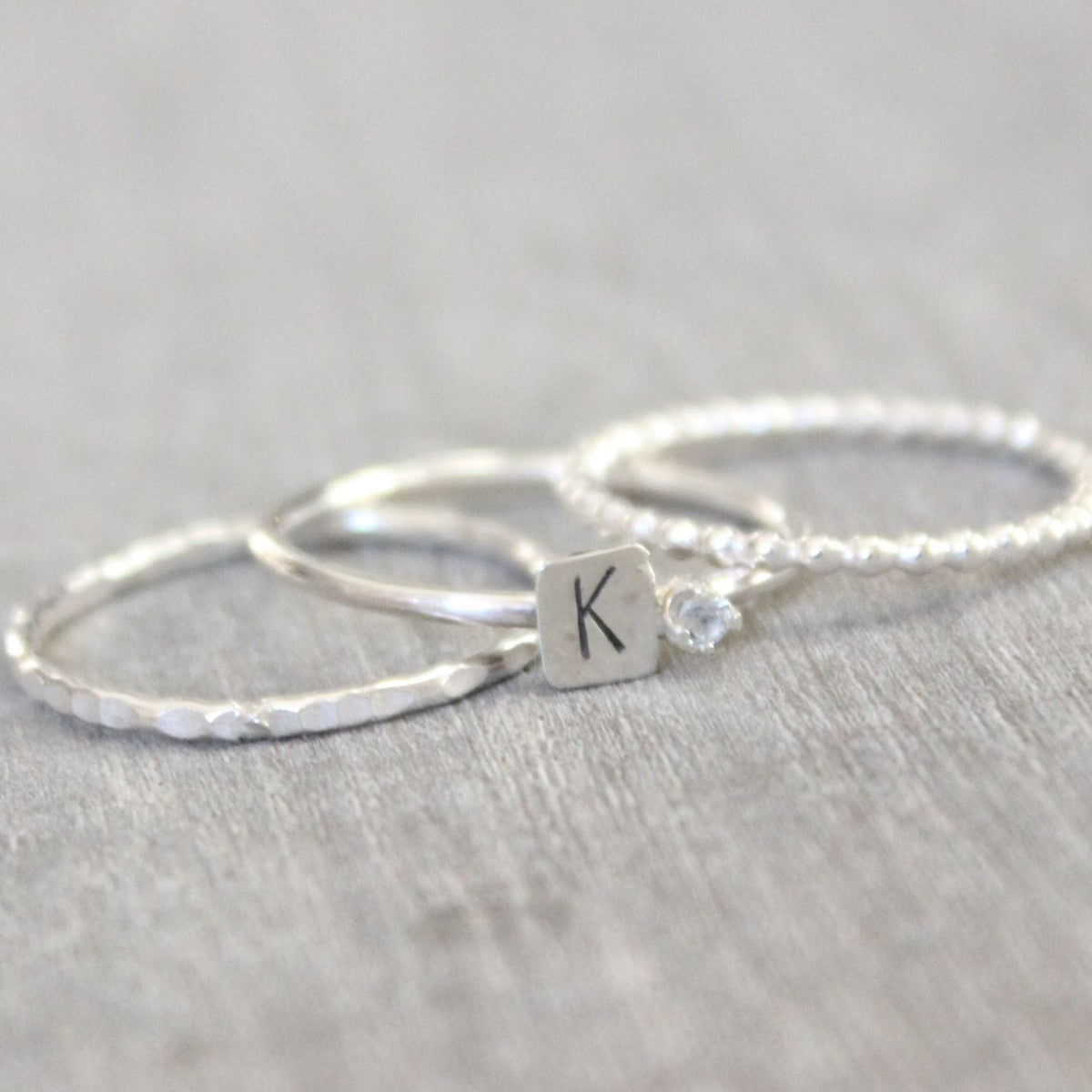 Personalized Birthstone Ring with Initials Ring