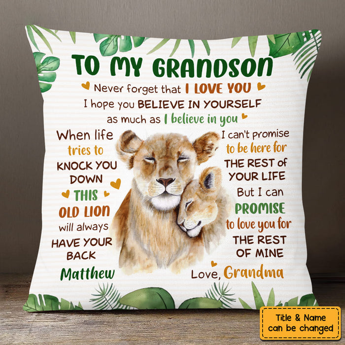 Birthday Gift For Grandson Lion To My Grandson Personalized Pillow