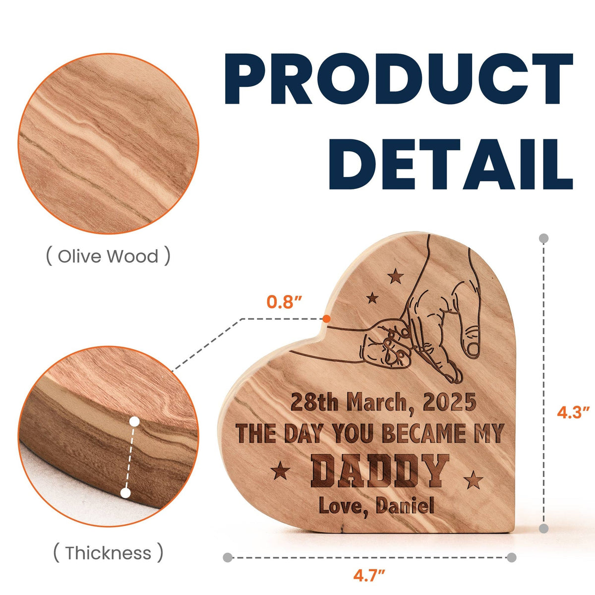 The Day You Became My Daddy - Personalized Engraved Wood Plaque, Father's Day Gift